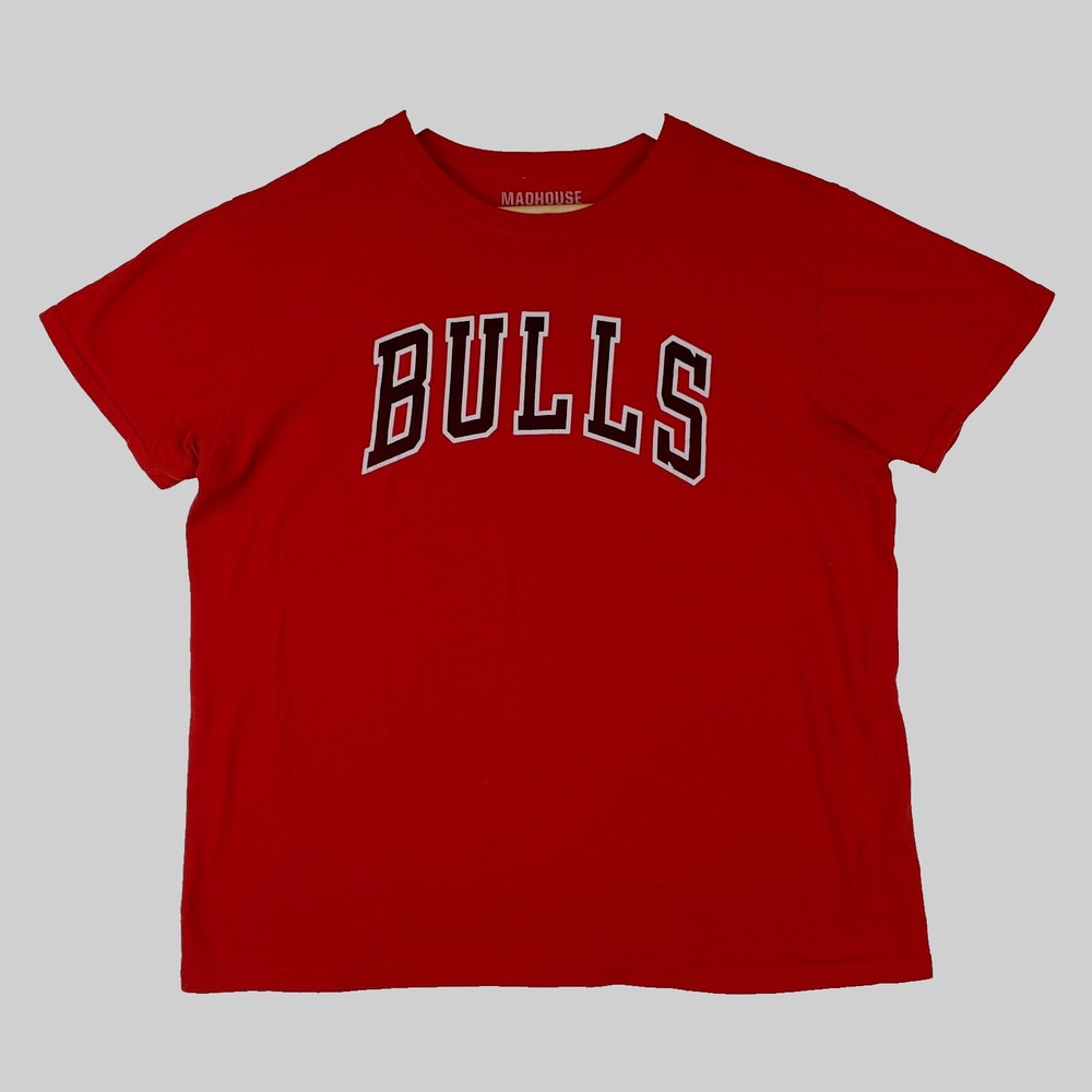 Chicago Bulls NBA Madhouse T Shirt Mens L Red Short Sleeve Crew Neck Basketball